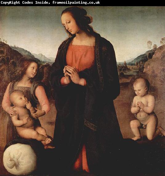 Pietro Perugino Maria, das Christuskind anbetend, mit Johannes dem Taufer und einem Engel